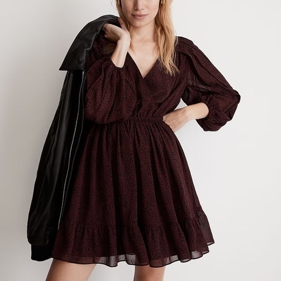 Madewell (Re)sourced Georgette Faux-Wrap Mini Dress Size Small - Picture 1 of 8